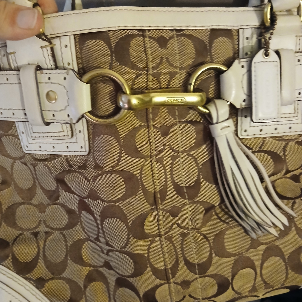 Coach Brown and Cream Signature Tote